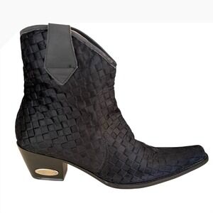 Rockwell Tharp Black Woven Hair on Hide Pointed Toe Western Boots Size 40